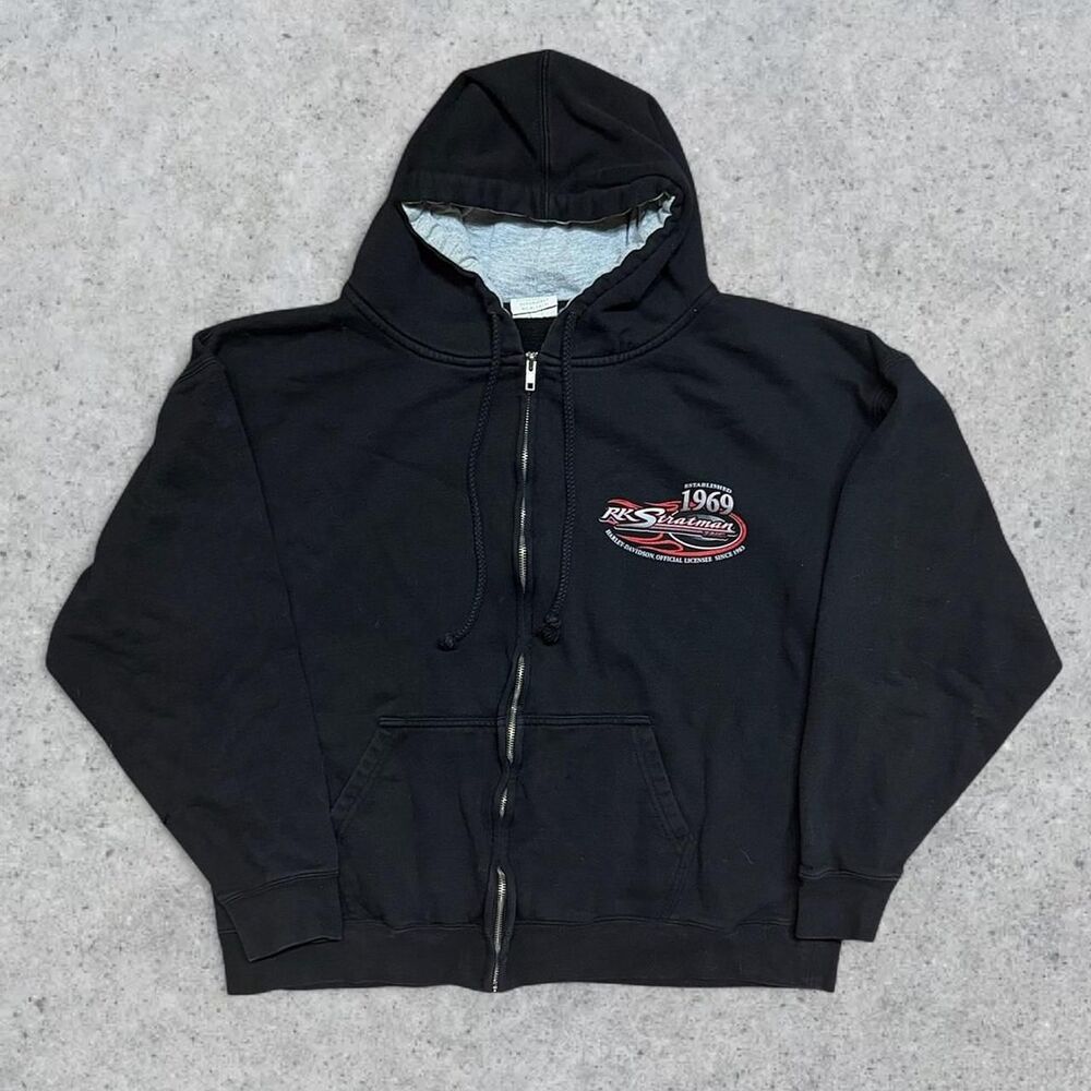 Y2K Harley Davidson Eagle and Flames Full Zip Hoodie Jacket